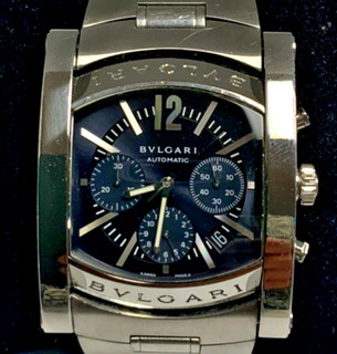 BVLGARI Assioma AA48SCH Date Gray/Blue Dial Automatic Mens Watch Missing buttons