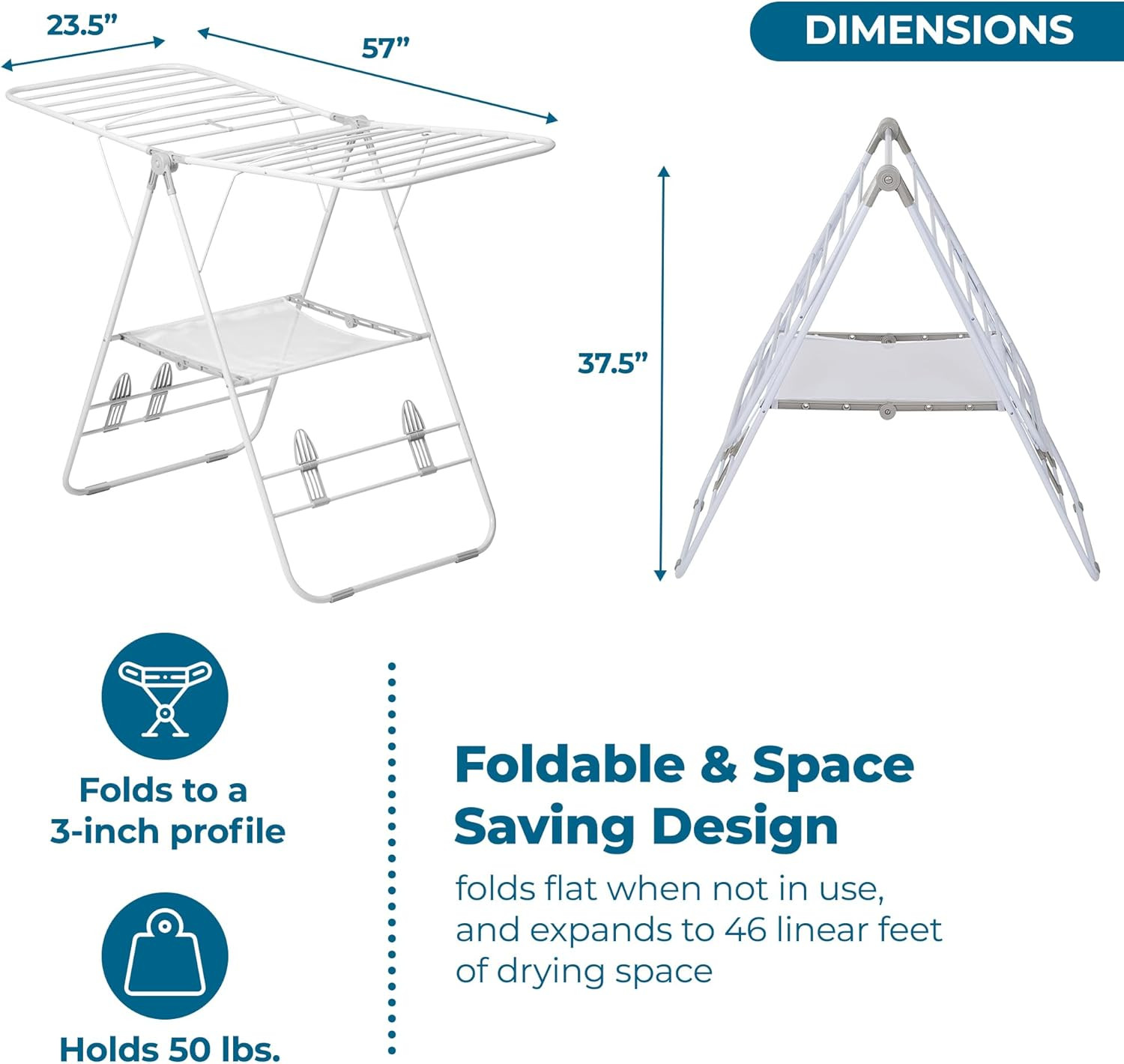 Honey-Can-Do Heavy-Duty Foldable Laundry Drying Rack &ndash; Portable Shoes & Clothes
