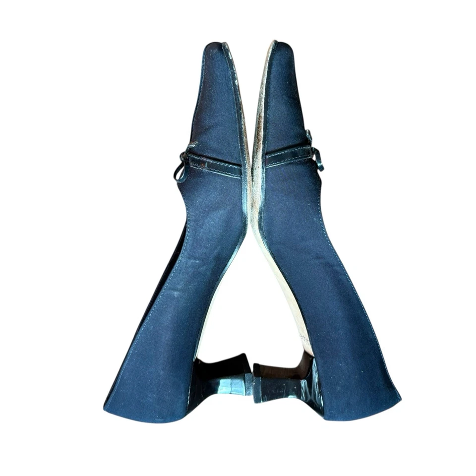 VANELi черный атласный квадратный носок низкий каблук насосы бант деталь Vero Cuoio размер 6 М - Изображение 4 из 4