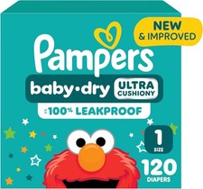 Pampers Baby Dry Diapers Size 1 120 Count Disposable Infant Diapers Pack 0.38 per diaper