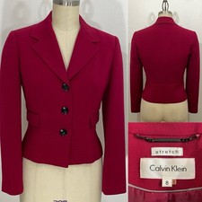 Calvin Klein Size 8 Red Single Breasted Jacket