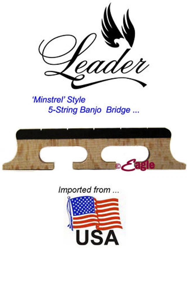 LEADER BANJO COMPANY Ponte Banjo 5 corde USA acero 3 piedi top in ebano di Leader