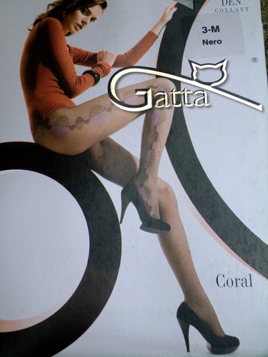 GATTA CORAL COLLANT COLLANTS FANTAISIE 20 DEN NOIR / BLACK TAILLE 3 / MEDIUM ! - Picture 2 of 3