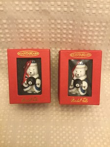 Lot Of 2 Marshall Fields Tree Ornaments Santa Bear With 8 Ball 1999 Collectible | eBay