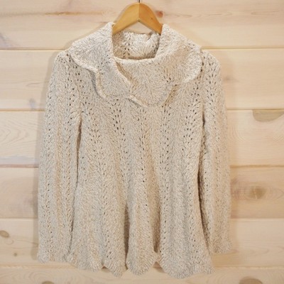 Anthropologie size XL [Fits like M] Scalloped Cowl Sweater Beige by Yellow Bird