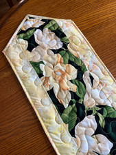 Handcrafted-Quilted Table Runner- New 2025 Blue/Yellow Floral on Dark Blue