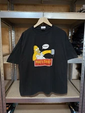 Vintage 2001 The Simpsons Moe’s Tavern Cartoon Black Men’s T-Shirt Size 2XL Y2K