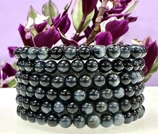 Wholesale 6 Pcs Natural Blue Tiger Eye 6mm 7.5” Crystal Stretch Bracelet