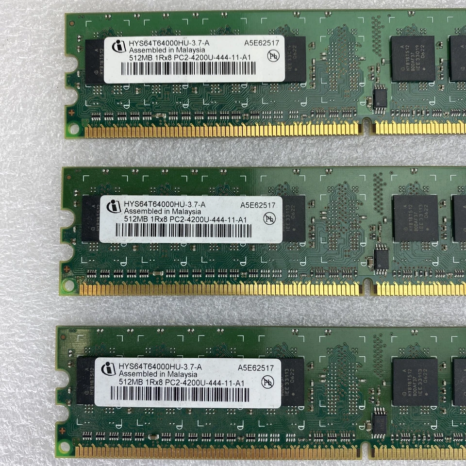 3x 512MB Infineon HYS64T64000HU-3.7-A 1Rx8 PC2-4200U-444-11-A1 desktop RAM - Image 2 of 4