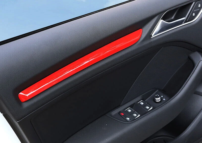 👍For Audi A3 S3 2014 2015-2020 ABS Red Inner Door Panel Strip Trim Cover 4PCS - Imagem 3 de 4
