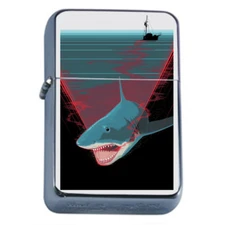 Shark Boat Radar Em1 Flip Top Oil Lighter Wind Resistant 