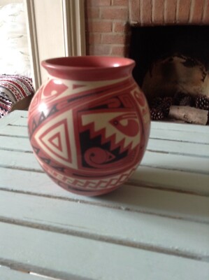 Mexikanisches Sammlerstück Mata Ortiz Keramik Vase/Schale perfektes Weihnachtsgeschenk