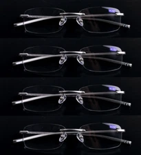 4 Pack Rimless Aluminum-magnesium Rlloy Reading glasses Reader +1.0 1.5 2.0 2.5