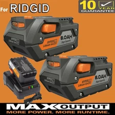 Battery / Charger for Ridgid 18V R840085 8.0Ah Lithium Battery R840087 R840083