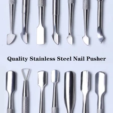 1pc Nail Cuticle Pusher Dual-End StainlessSteel Spoon Remover Dead Skin TrimTool