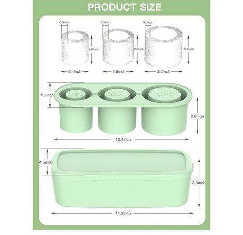 Molde de hielo Stanley Cup 40 oz 30 oz bandeja de cubitos de hielo de silicona con tapa, 3 piezas (verde) - Imagen 3 de 3