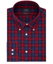 Arrow Mens Regular-Fit Casual Button Down Shirt Red Blue Tartan Plaid NWT