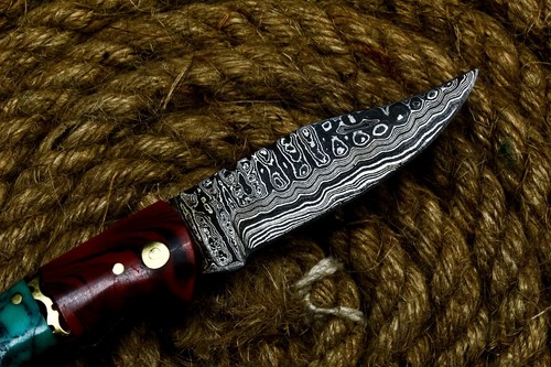7" Custom Handmade Forged Damascus Steel Folding Pocket Knife , Back-Lock - Picture 6 of 12