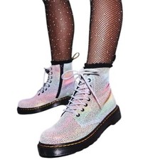 Dr. Martens 1460 PASCAL J Iridescent Foil Kidray Suede Leather Combat Boots