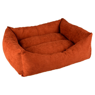 Duvo+ Hundekorb Velvet Copper rot/weiß 100% recycelte Füllung rutschfest