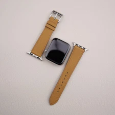 Calfskin Golden Epsom Leather Apple Watch Band 38mm 40mm 41mm 42mm 44mm 45mm