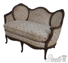 F64807EC: French Louis XV Vintage Carved Frame Upholstered Settee