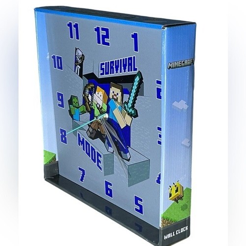 Minecraft Wall Clock Analog Quartz Battery Operate Gamer Gift 11 In Square Gray - Picture 7 of 15