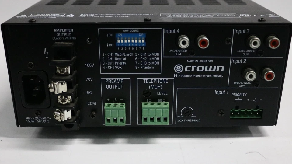 Crown 160MA Four Input, 70V Mixer-Amplifier G160ma - Image 4 of 4
