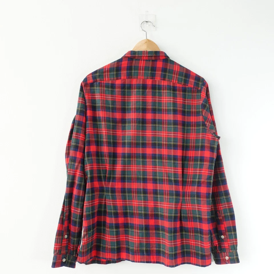 Camisa De Colección Abercrombie Fitch Hombres Pequeña Western Roja Cuadros Cuero Parche Gamuza Foto 3 de 4