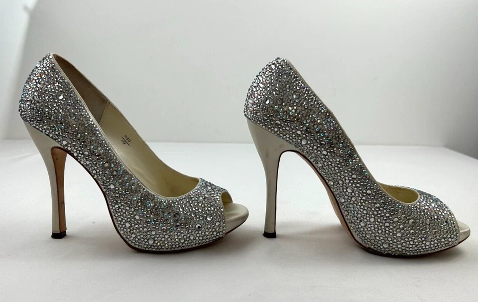 Свадебные туфли на шпильке Benjamin Adams CHARLIZE 5 дюймов шелк/кристалл Swarovski размер 9 - Изображение 4 из 4