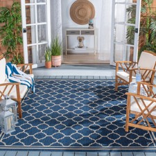 SAFAVIEH Indoor Outdoor CY6918-268 Courtyard Navy / Beige Rug