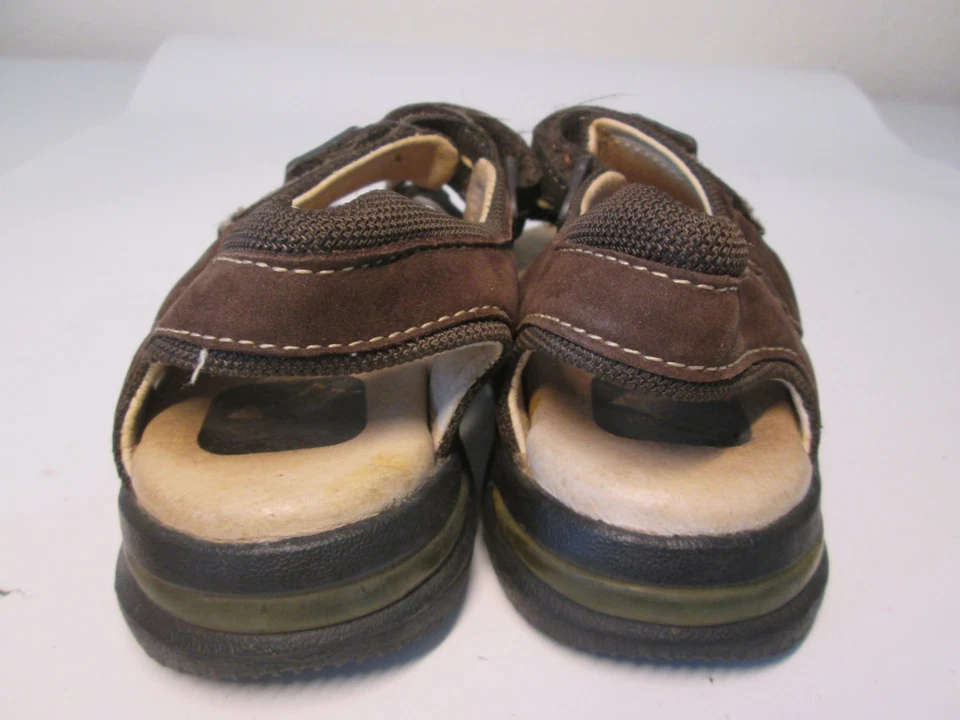 Stride Rite Baby Toddler Size 10M Flat Sandals Brown Leather Upper Hook & Loop - Image 2 of 4