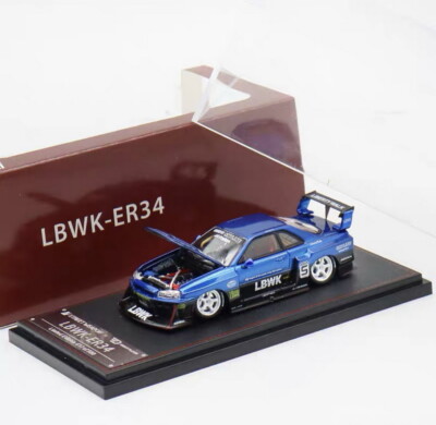 Street Weapon 1/64 NISSAN GT-R ER34 #5 LBWK Blue Diecast Car