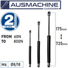 2X Gas Strut M6 Gas Springs 175mm - 735mm Lenght 50N - 800N with Ball Socket