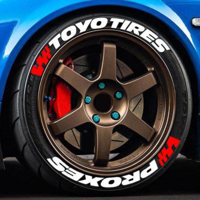 Permanent Tire Lettering Sticker TOYO TIRES PROXES 1.20'' 15''-24