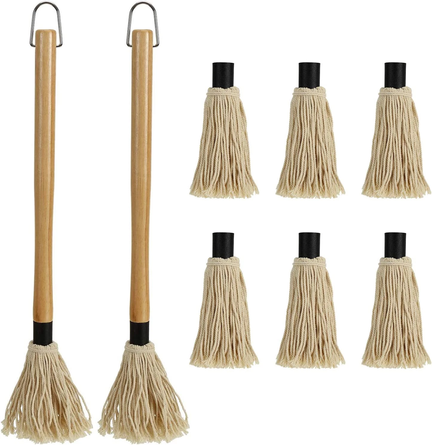 2 Pack BBQ Basting Mop with 6 Extra Replacement Heads, Grill Basting Mop Wooden
Opens in a new windo