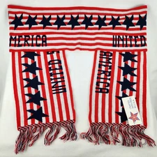 Vtg Knitmakers Red White & Blue United States of America 9" x 84" Scarf NOS