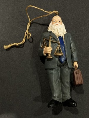 LAWYER SANTA Christmas ORNAMENT JUDGE Legal COAT & TIE Law BARRISTER
