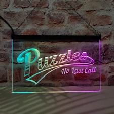 Puzzles Bar Beer pub LED Neon Light Sign Featuring Colorful Flowing Effect Style