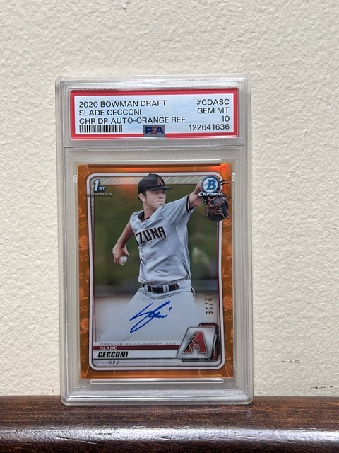 2020 1st Bowman Slade Cecconi Orange Refractor /25 Arizona Diamondbacks PSA 10