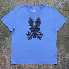 Psycho Bunny T-Shirt Medium Size 5 Aqua Blue Pima Cotton Skull Bunny Graphic Tee