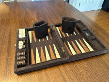 Vintage Reiss Backgammon Travel Case Board Magnetic White & Brown Corduroy 14x9