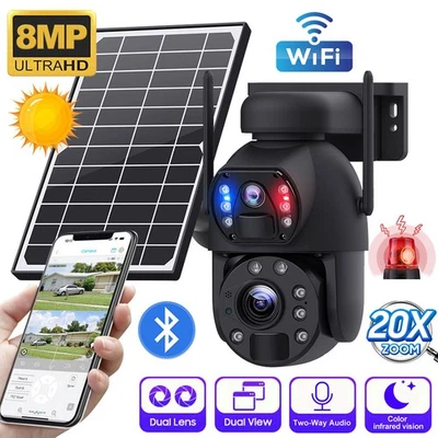 MARKENLOS 8MP SOLAR KAMERA FUNK WLAN WIFI IP 4K CAMERA AUSSEN ÜBERWACHUNGSKAMERA 20X ZOOM