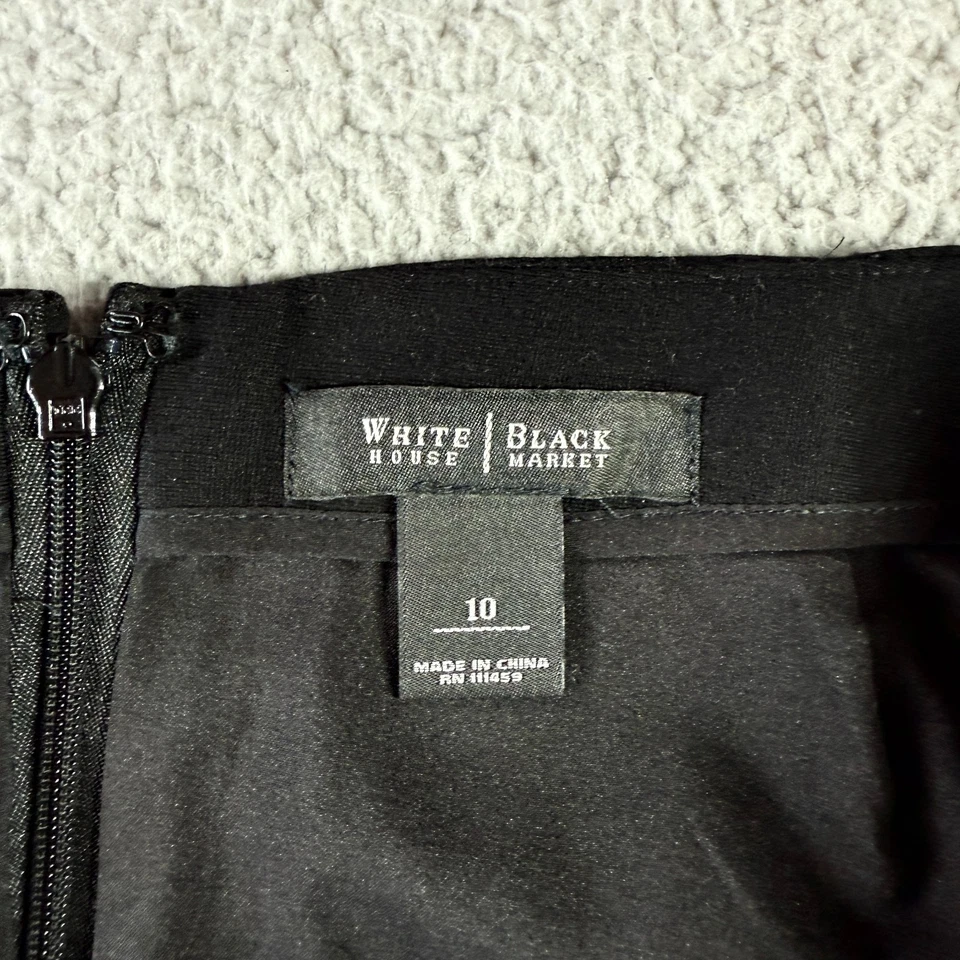 Falda lápiz forrada deslumbrante con pedrería negra mercado negro de la Casa Blanca talla 10 Foto 4 de 4