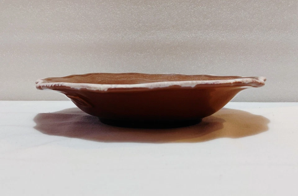 Vietri Pasta Bowls 8 3/4" Terreno Brown Nutmeg Scalloped Made Italy Vtg Set 10 - Image 4 of 4