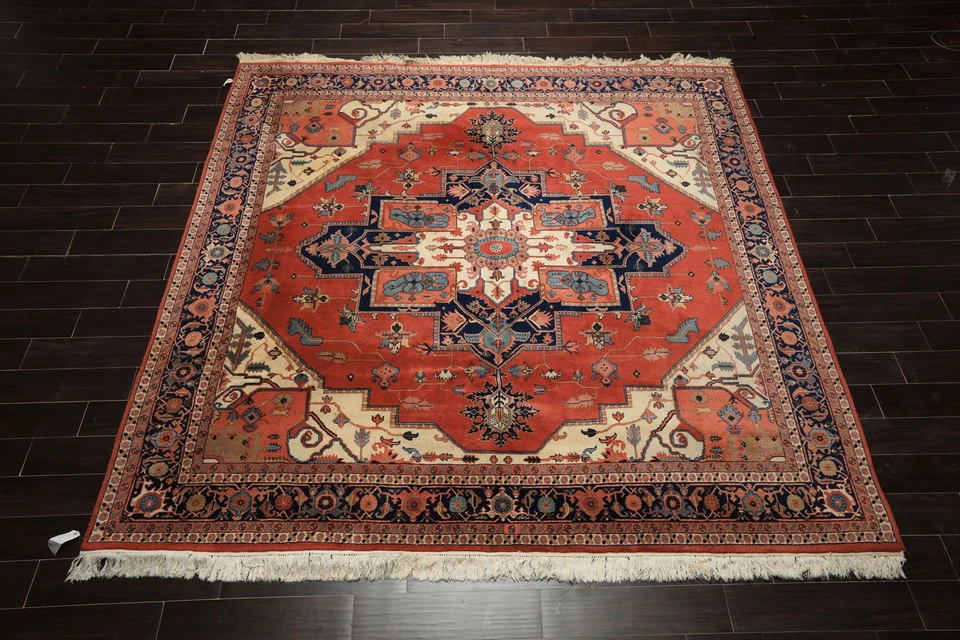 8'10''x9' Square Hand Knotted Wool Teracotta Herizz Traditional Rug - Image 2 of 4