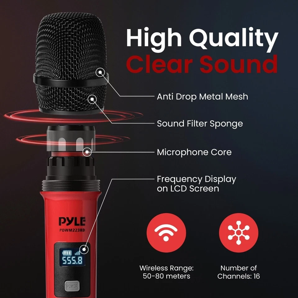 Pyle Addressable UHF 4 Channel Wireless Microphone System - Image 2 of 4