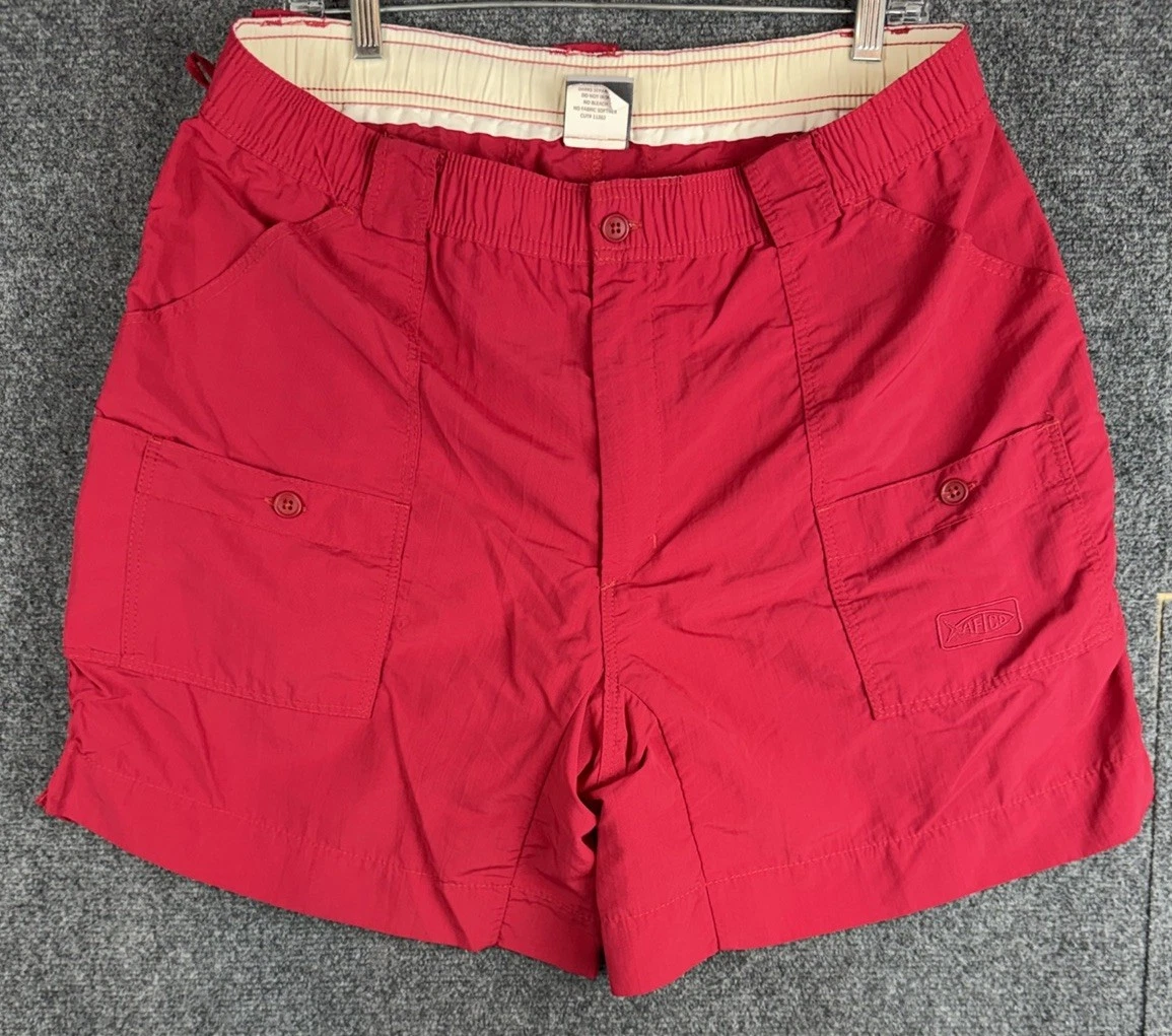 VTG AFTCO BLUEWATER Men Shorts Size 34 The Original Fishing Nylon Red