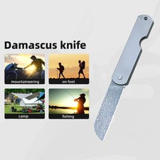 7-inch New 8CR13 Damascus Steel Pocket Folding Knife with Titanium Alloy Handle