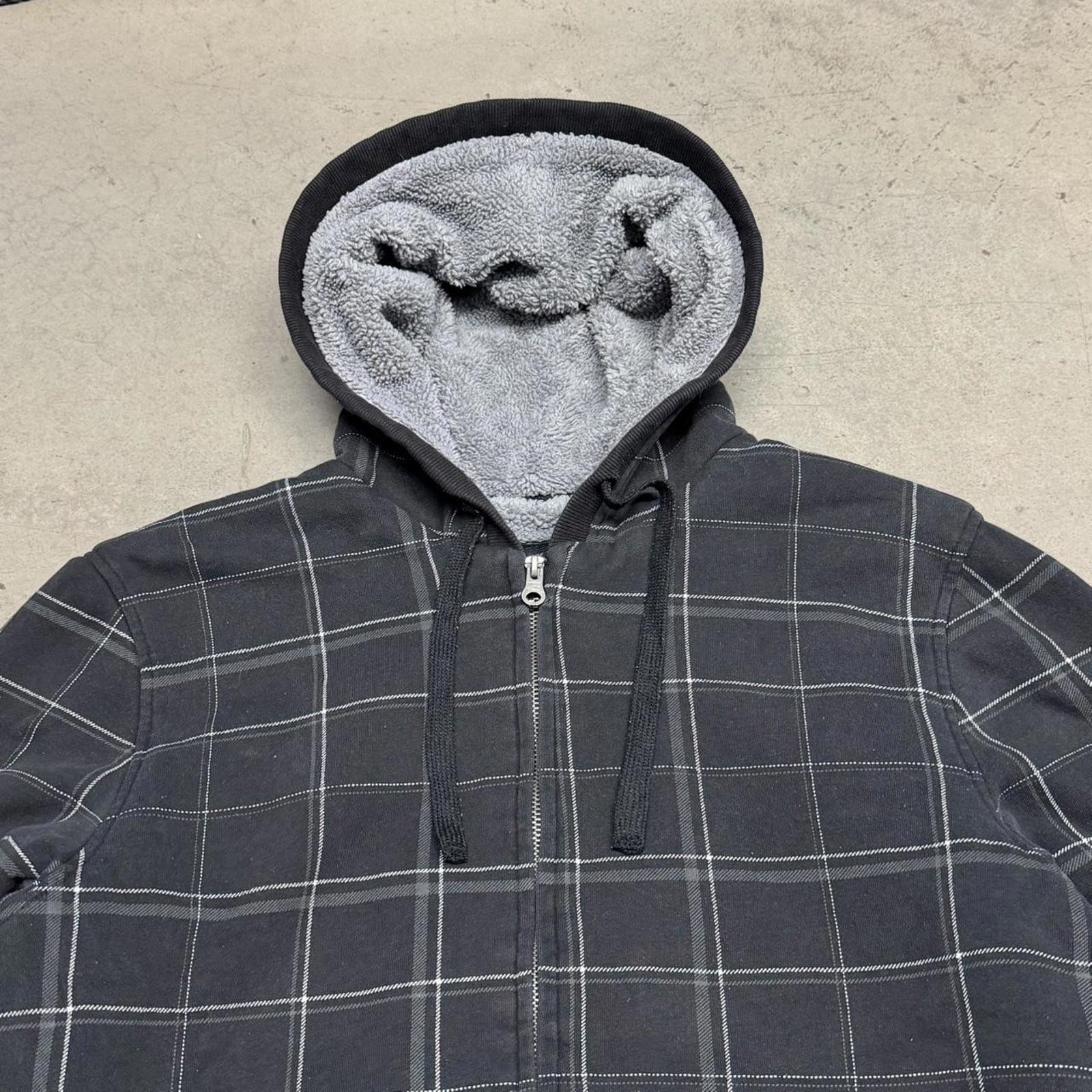 Vintage Oneill Hoodie Mens M Full Zip Black Striped Sherpa Lined Y2K Grunge Surf image 2